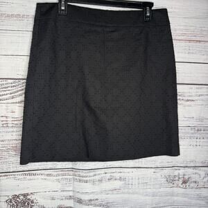 LOFT Black Eyelet Pencil Skirt Size 8 NWT Work Career Lined